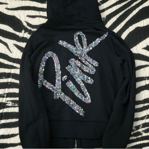 PINK Victoria's Secret Charcoal Hoodie with Dog Logo - Picture 2 of 2